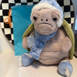 Cute Plush Turtle with Winter Hat and Scarf